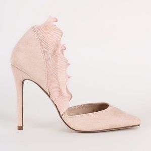 Liliana Suede Pointy Toe Ruffled Stiletto Pump